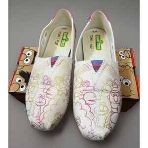 TOMS x Sesame Street Women's 9 Vintage Crew Foil Alpargata Slip On Shoes W/Box
